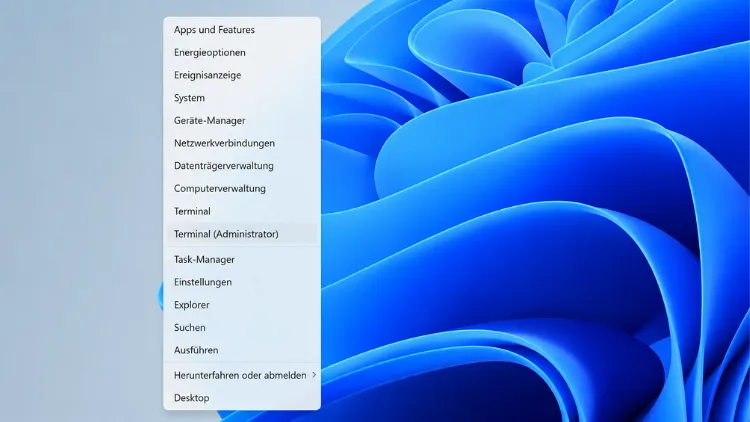 CMD über das Schnellzugriffsmenü öffnen