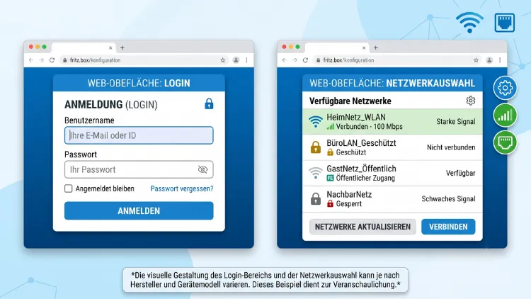 Einrichtung über den Webbrowser