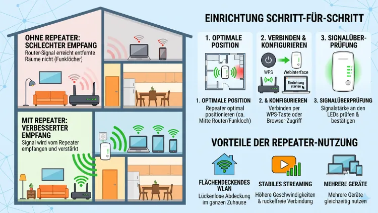 WLAN-Repeater einrichten: So verbessern Sie den Empfang