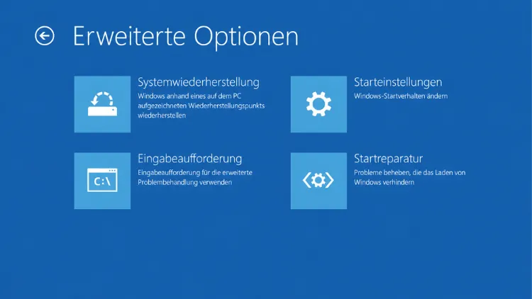 Windows erweiterte Optionen Menü